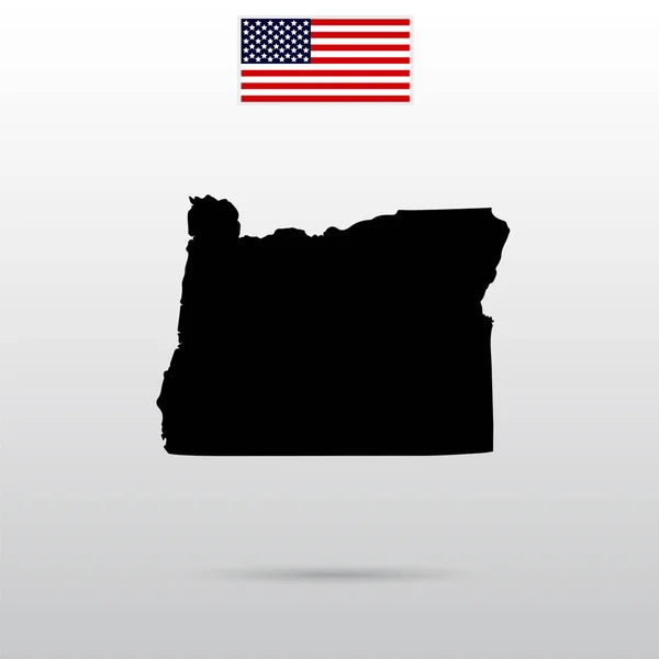 Mappa dello stato americano dell'Oregon. Bandiera americana — Vettoriale Stock