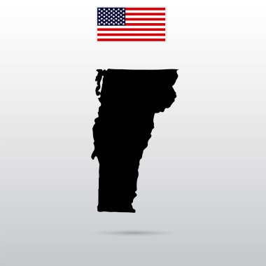 Vermont ABD devlet Haritası. Amerikan bayrağı