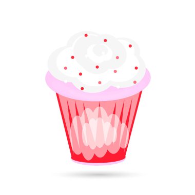 Simgesi beyaz zemin üzerine krema ile bir pasta