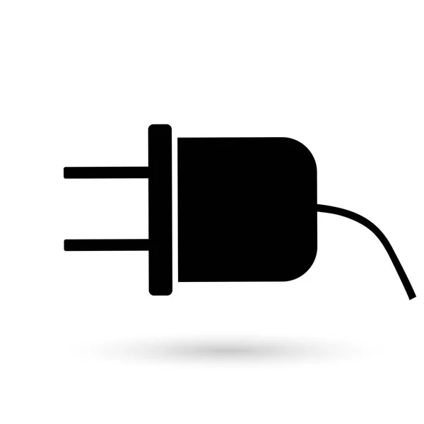 Икона электрической черной вилки на белом фоне — стоковый вектор