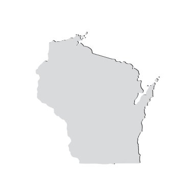 ABD Wisconsin Eyaleti'nde beyaz bir arka plan üzerinde Haritası