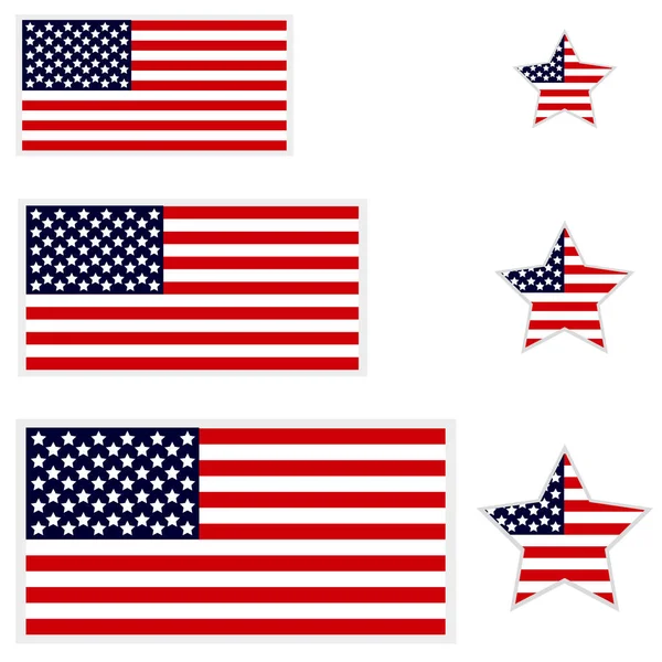 Iconos de bandera americana sobre fondo blanco — Vector de stock