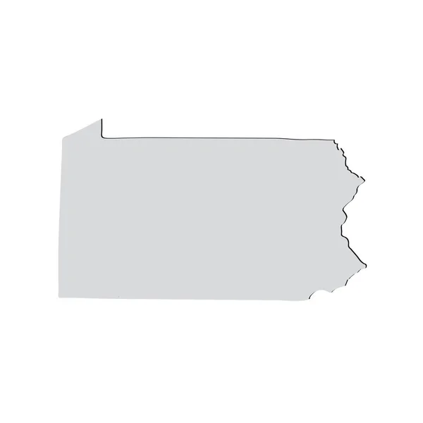 미국 펜실베니아 주에는 흰색 바탕에의 지도 — 스톡 벡터