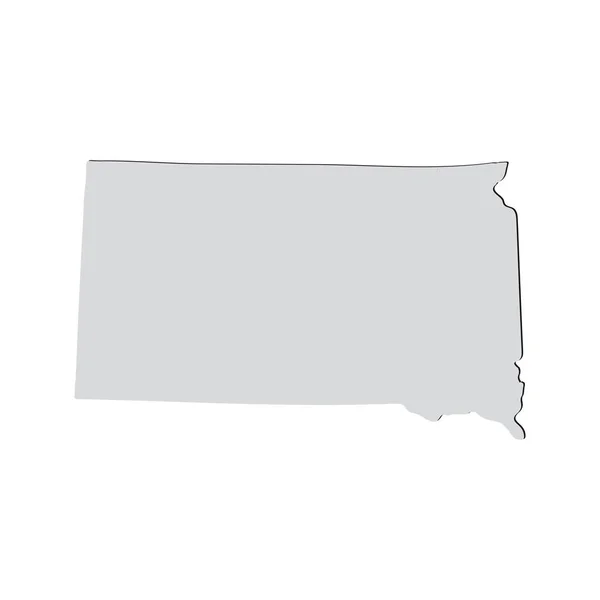 Carte de l'État américain du Dakota du Sud sur fond blanc — Image vectorielle