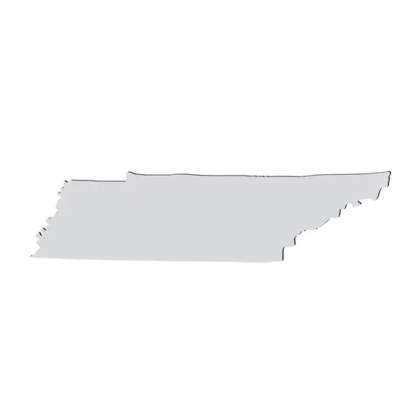 Karta över den amerikanska staten Tennessee, på en vit bakgrund — Stock vektor