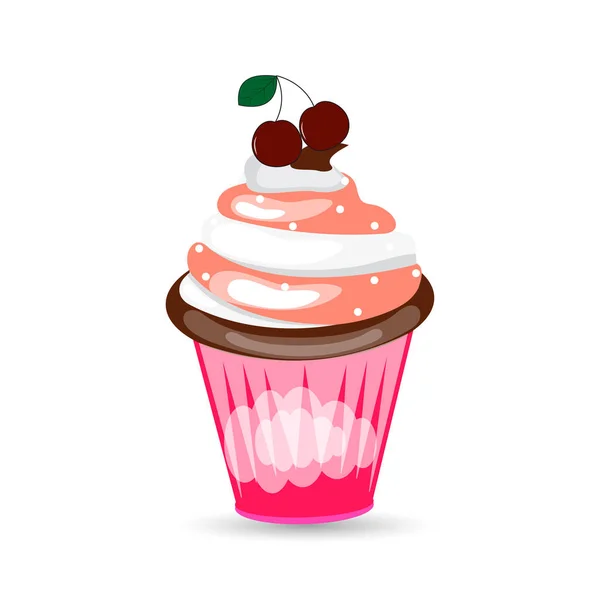 Icono de un pastel con crema sobre un fondo blanco — Vector de stock