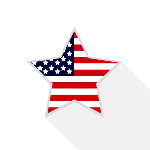Долгая тень иконы американского флага — стоковый вектор