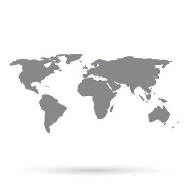 Dünya harita gri beyaz bir arka plan üzerinde