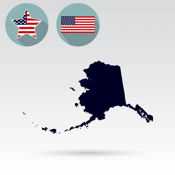 Mappa dello stato americano dell'Alaska su sfondo bianco. Americano — Vettoriale Stock