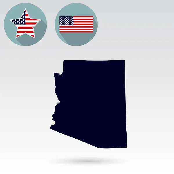 Mappa dello stato americano dell'Arizona su sfondo bianco. Americano — Vettoriale Stock