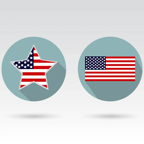 Ikonok amerikai zászló, csillag, egy szürke háttér — Stock Vector