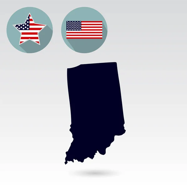 Mapa del estado de Indiana en un fondo blanco. Americano — Vector de stock