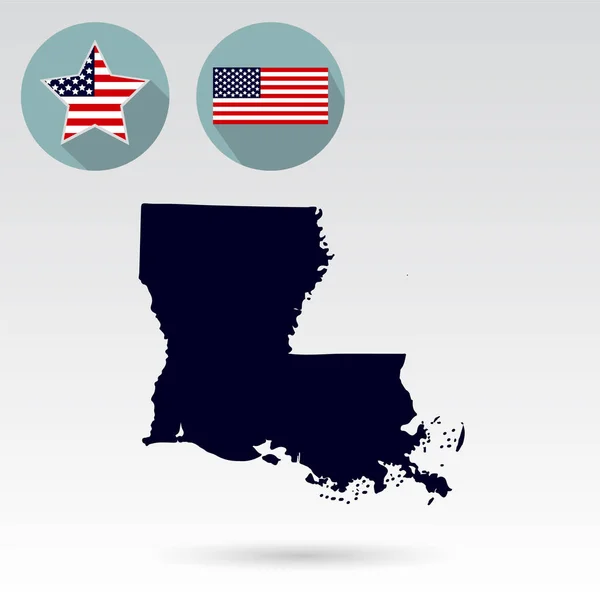 Mapa do estado americano da Louisiana sobre um fundo branco. Ámérica — Vetor de Stock