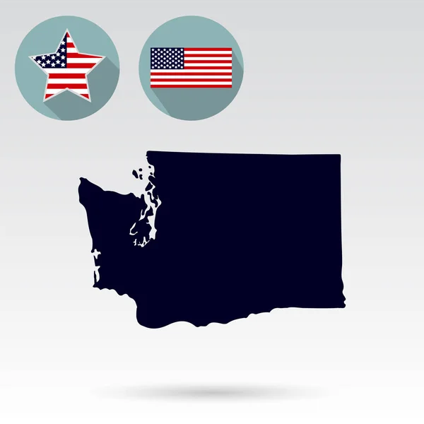 Mapa del estado de Washington en un fondo blanco. Ameri. — Vector de stock