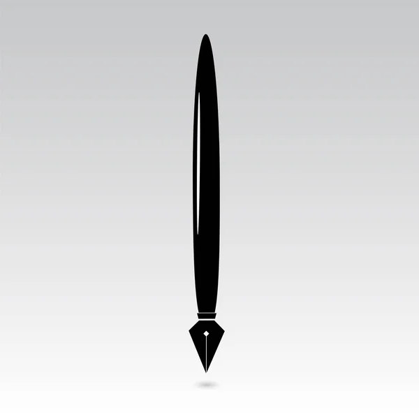 Caneta ícone com uma caneta preta em um fundo cinza — Vetor de Stock