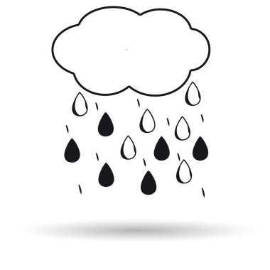 Bulut yağmur simgesi beyaz arka plan. Vektör çizim.