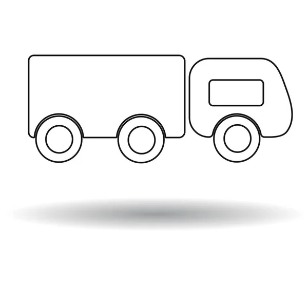 Machine contour vrachtwagen witte achtergrond pictogram — Stockvector