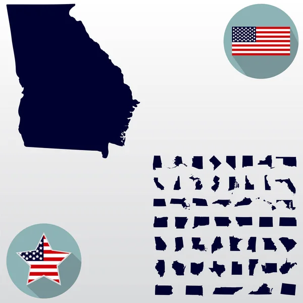Mapa del estado de Georgia en un fondo blanco. Americano — Vector de stock