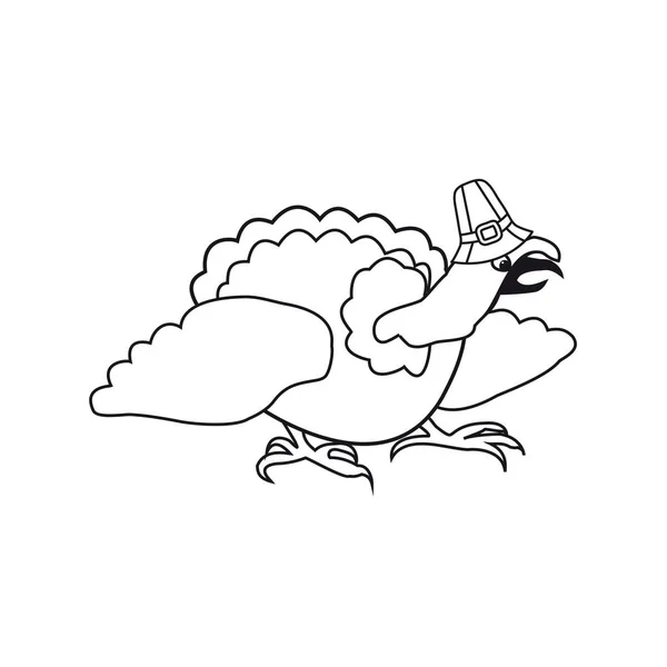 Cartoon turkey in hat. Vector image for your website — Stock Vector