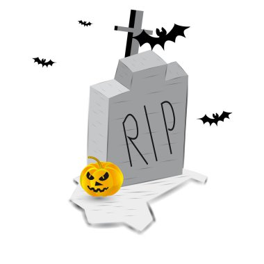 Mezar taşı çapraz kabak yarasalar. Web sitesi için vektör görüntü