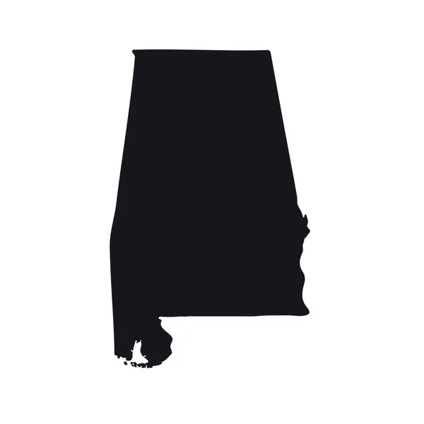 Mapa del estado estadounidense de Alabama sobre un fondo blanco — Vector de stock