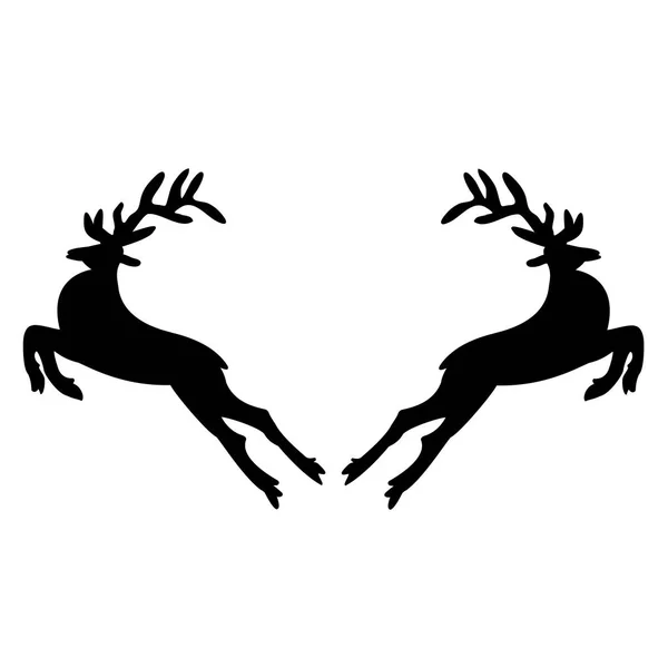 Dwa jelenie czarno na białym tle. — Wektor stockowy