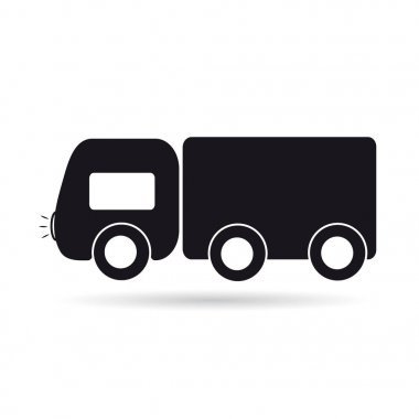 Beyaz bir arka plan üzerinde siyah bir araba simgesi