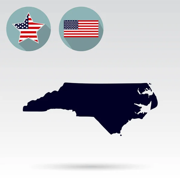 Mapa del estado de Carolina del Norte en un fondo blanco. A — Vector de stock