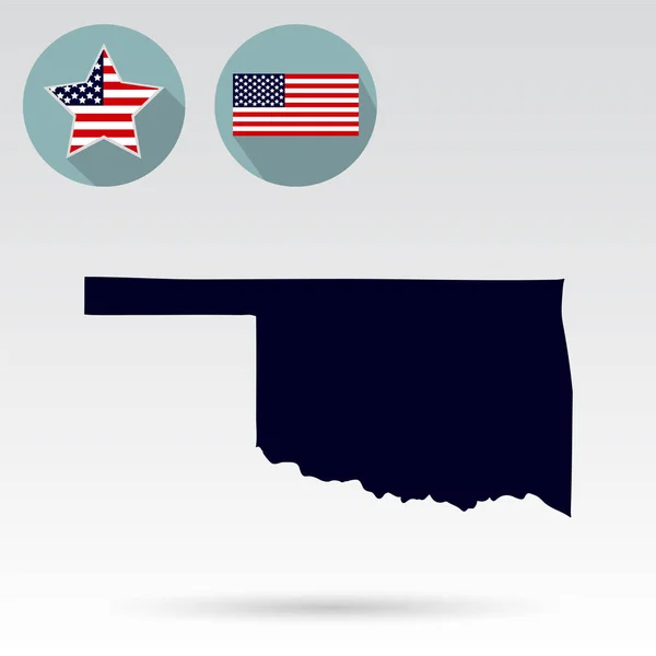 Mapa del estado estadounidense de Oklahoma sobre un fondo blanco. Estados Unidos — Vector de stock