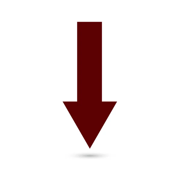 Pfeil nach unten Symbol rot auf weißem Hintergrund — Stockvektor