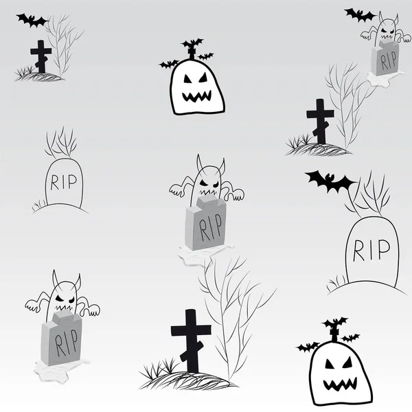 Hintergrund halloween hexe auf einem besen friedhof — Stockvektor