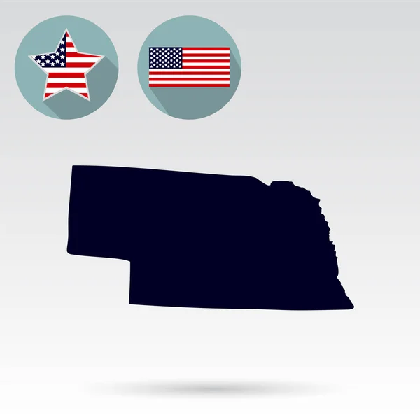 Beyaz bir arka plan üzerinde ABD Nebraska Eyalet Haritası. Amerika