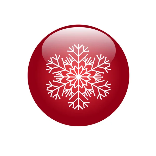 .Botón rojo con imagen de copo de nieve icon.Vector para su diseño — Archivo Imágenes Vectoriales