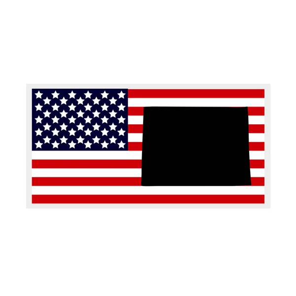 Amerikaanse staat Colorado op de kaart. Amerikaanse vlag — Stockvector
