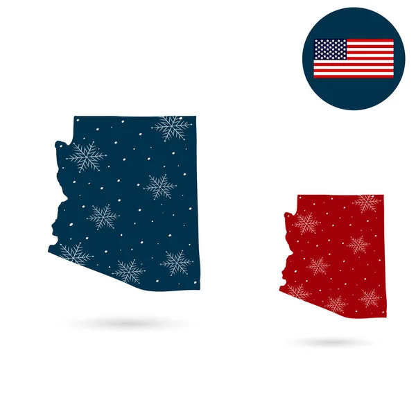 Mappa dello stato americano dell'Arizona. Buon Natale e un felice ne — Vettoriale Stock