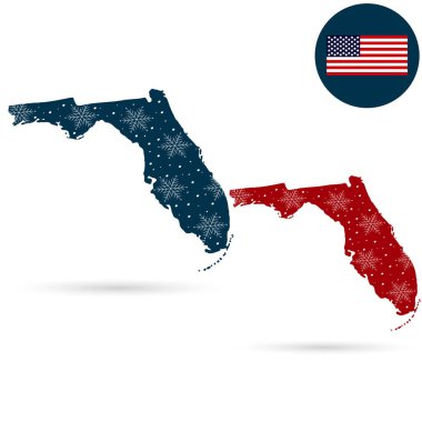 ABD'nin Florida eyaletinde Haritası. Amerikan bayrağı