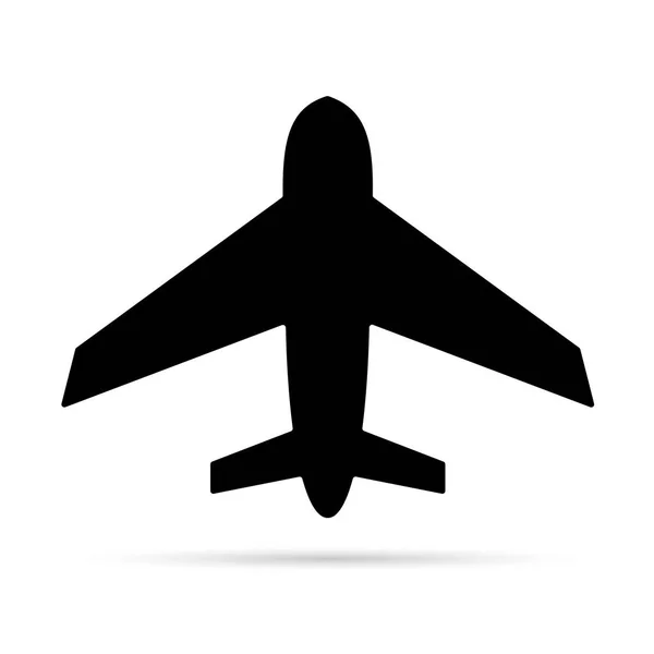 Simge uçak beyaz bir arka plan üzerinde siyah — Stok Vektör