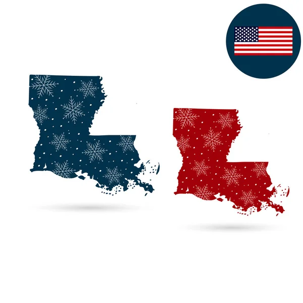Karta över amerikanska delstaten Louisiana. God jul och en glad — Stock vektor