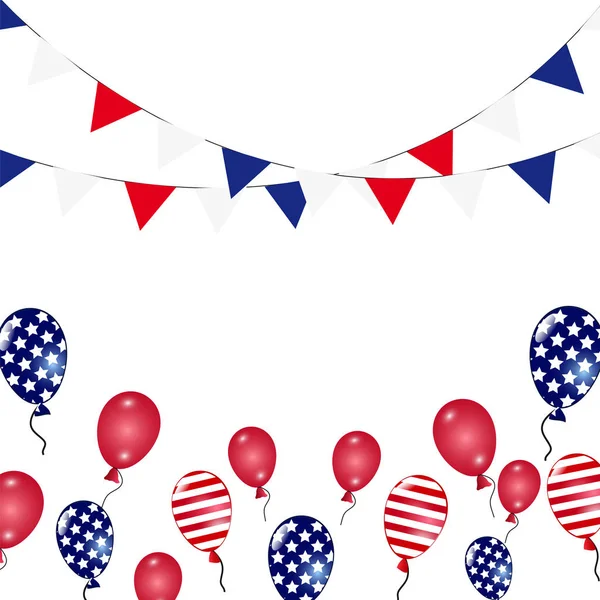 Balony amerykańską flagę garland, szablon dla karty z pozdrowieniami — Wektor stockowy