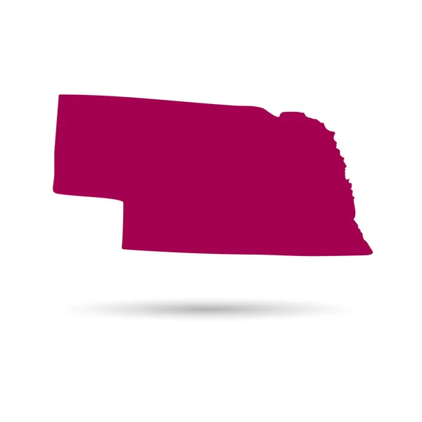 Mapa del estado estadounidense de Nebraska sobre un fondo blanco — Archivo Imágenes Vectoriales