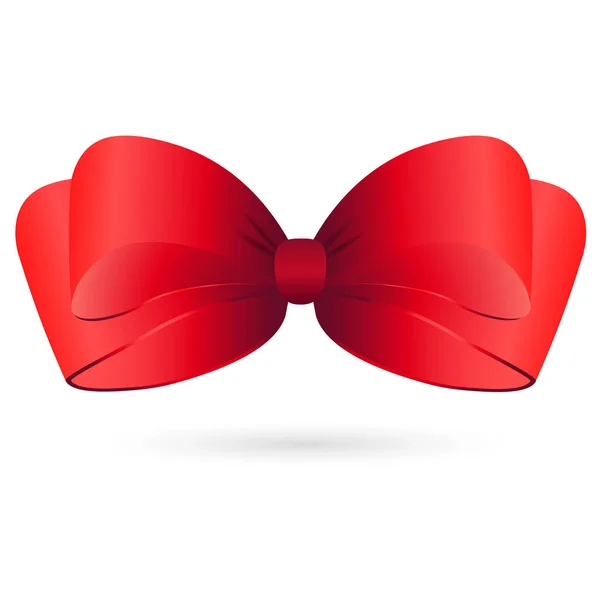 Red satin bow on white background. Vector illustration — Stock Vector