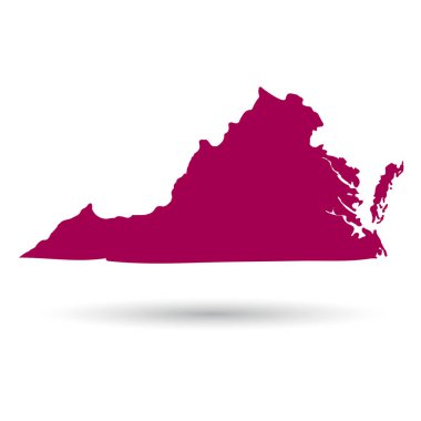 Map of the U.S. state of Virginia on a white background clipart