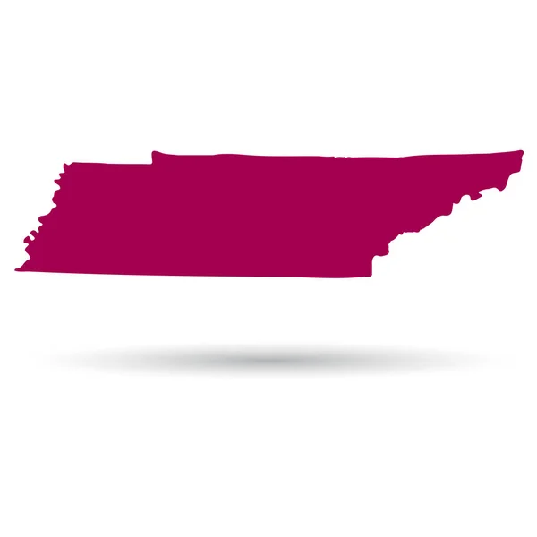 Karta över den amerikanska staten Tennessee, på en vit bakgrund — Stock vektor