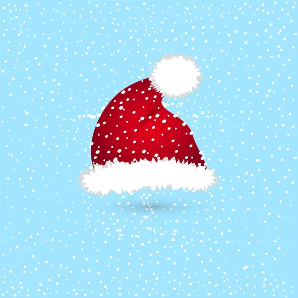 Santa hat on a snowy background. Vector illustration for your design — Stock Vector