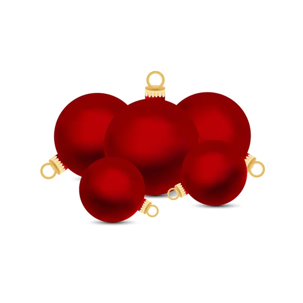 Set of red Christmas balls on a white background. — Stock Vector