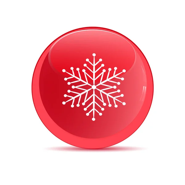 Roter Knopf mit dem Bild von Schneeflocken — Stockvektor