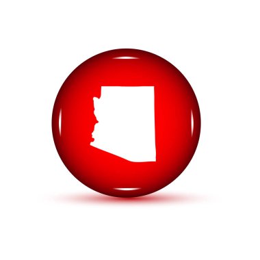 ABD devlet Arizona Haritası. Beyaz bir backgrou üstünde kırmızı düğme