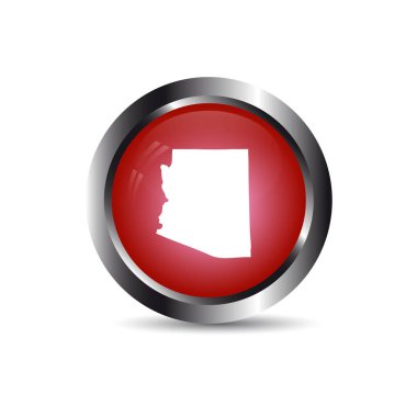 ABD devlet Arizona Haritası. Beyaz bir backgrou üstünde kırmızı düğme