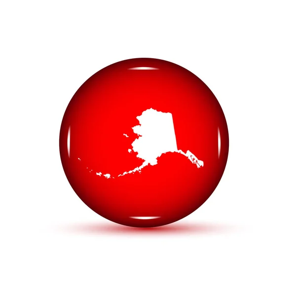 Map of the U.S. state of Alaska. Red button on a white backgroun — Stock Vector