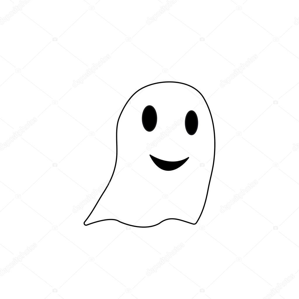 Funny Ghost on a White Halloween Background